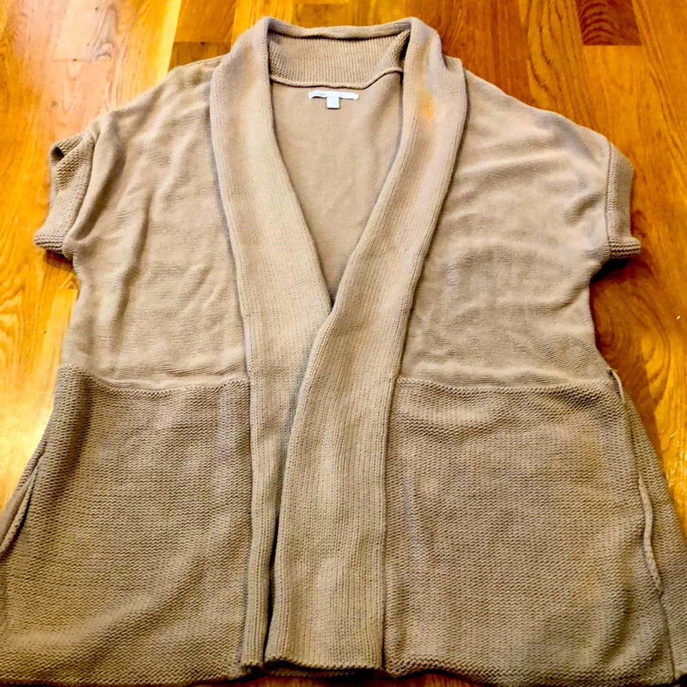 Cozy sweater, tan knitted cotton.